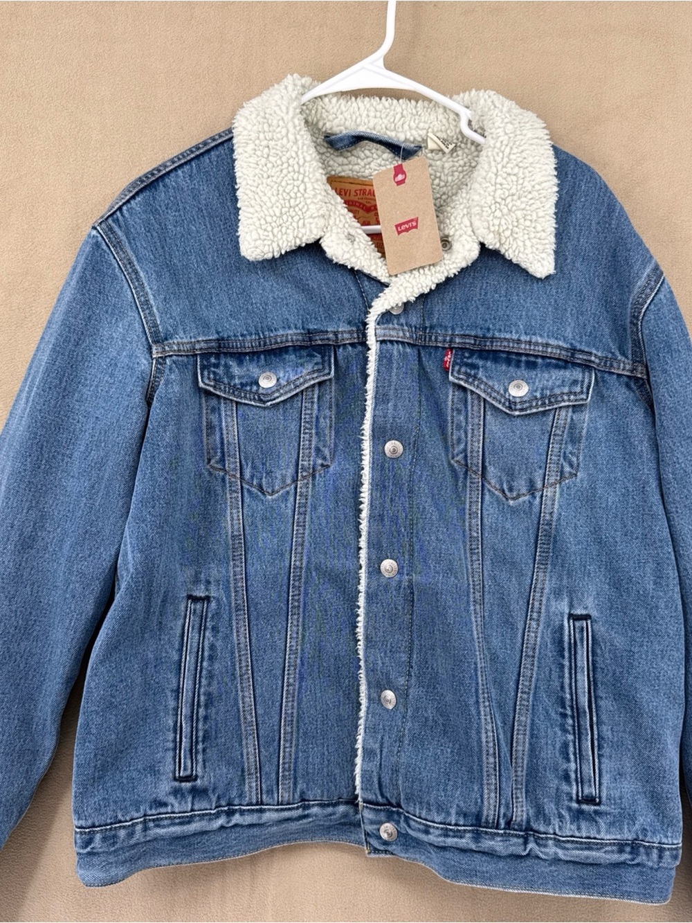 Levi's Blue Denim Jacket with Cream Sherpa Collar